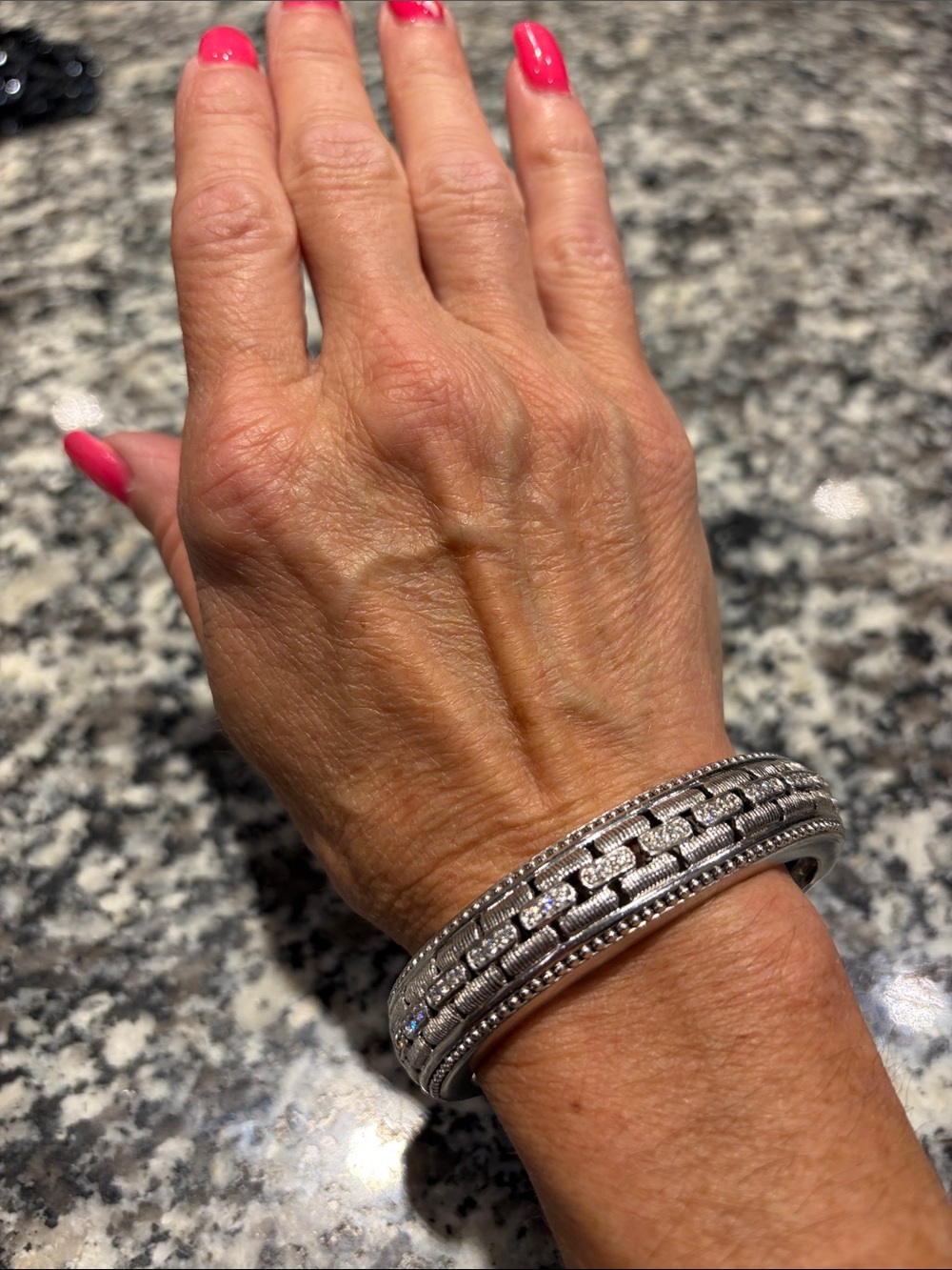 Judith Ripka Silver-Tone Crystal Open Cuff Bracelet